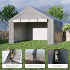 8x8 ft Outdoor Storage Shelter with Zipper Door, Portable Garages Shelters, Waterproof and UV Resistant Carport Shed for Bicycle, Motorcycle ATV, Lawn Mowers (8x8 FT)