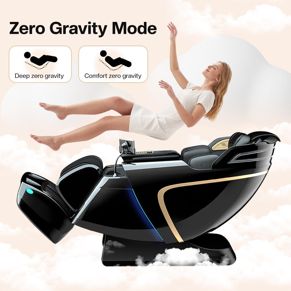 4D Zero Gravity Massage Chair 52" SL-Track Sliding Massages AI Voice Control System LCD Touch Screen 52 Airbags Soft Massage Body Scan and Calfrest Extension Massage Chairs Full Body  Wireless Charger