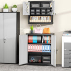 Greenvelly Metal Storage Cabinet,36" Lockable Storage Cabinet with Doors and Adjustable Shelves, Steel File Cabinet with Lock for Garage,Home,School,Pantry(Black Grey)