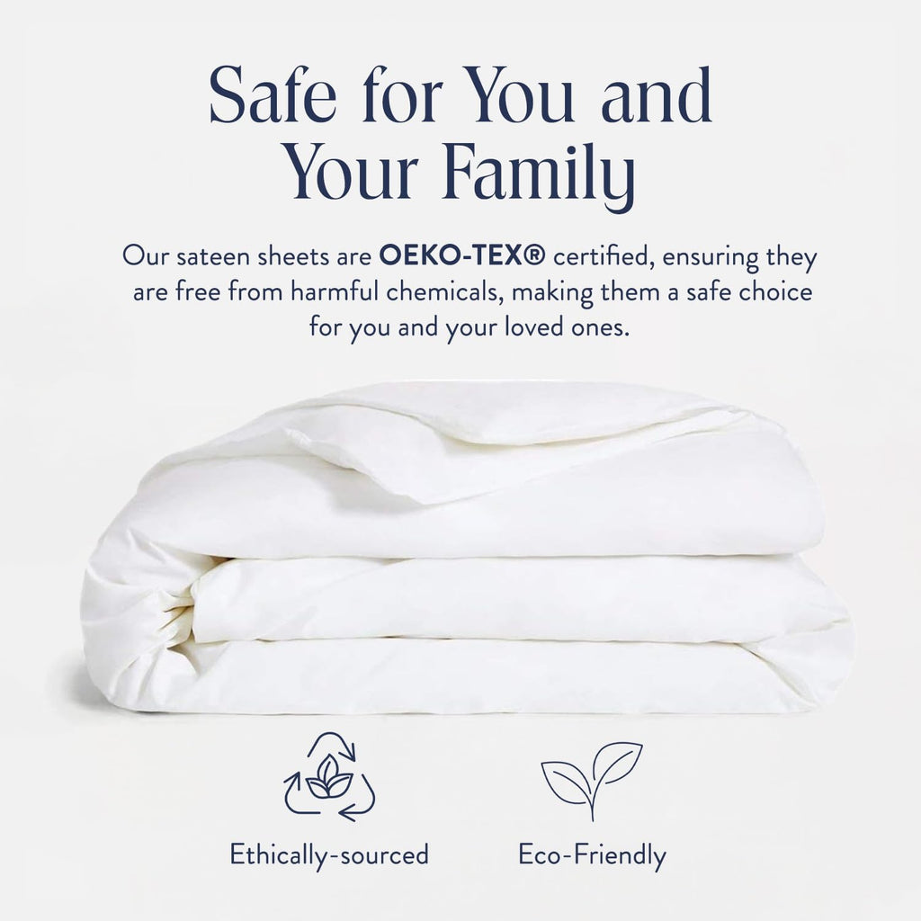 Brooklinen Luxury Sateen Duvet Cover - 100% Cotton, King/California King Size in White with Extra-Long Corner Ties and Button Closure - Best King/Cali King Duvet Covers