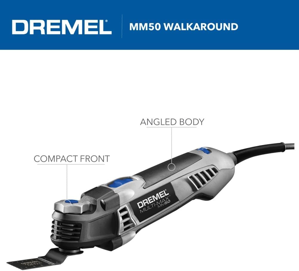Dremel Multi-Max MM50-02 5 Amp Variable Speed Corded Oscillating Multi Tool Kit with 16 Accessories and Storage Bag - Ideal for Metal & Wood Cutting, Sanding, and Box Cutouts