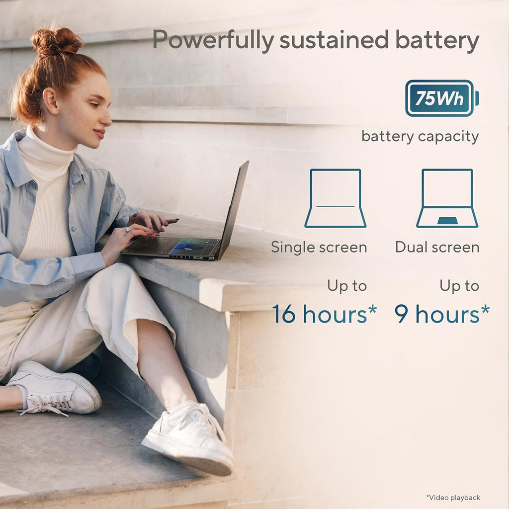 ASUS Zenbook Duo Laptop  Dual 14” OLED 3K 120Hz Touch Display  Evo  Intel Core Ultra 9 285H  Intel Arc Graphics  32GB RAM  1TB SSD  Windows 11  UX8406CA-PS99T