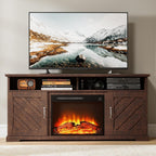 Marsail Fireplace TV Stand up to 70" TV with Storage, Farmhouse Entertainment Center with 23" Electric Fireplace, Adjustable Shelves, Remote Control & Cable Management, for Living Room, Brown