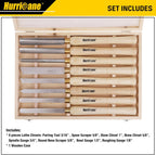 HURRICANE 8pc Wood Lathe Chisel Set, M2 HSS Wood Turning Tools with 10" Solid Hardwood Handles, Lathe Tool Kit for Beginners and DIY Hobbyists, Includes Protective Wooden Box