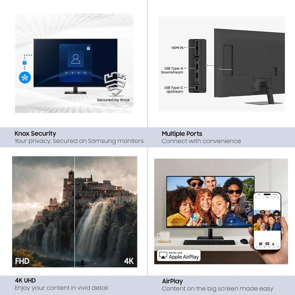 Samsung 43” Smart Monitor M7 (M70F) 4K UHD Display  Samsung Vision AI  Smart TV Apps  Gaming Hub  USB-C  HDMI and USB-A  Black  LS43FM702UNXZA  2025