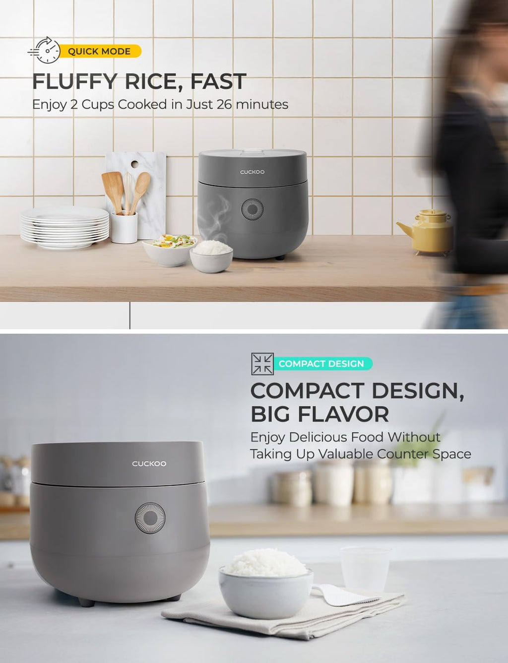 CUCKOO Micom Rice Cooker 3-Cup Uncooked / 6-Cup Cooked with Nonstick Inner Pot, Small Rice Maker with 8 Menu Options, Fuzzy Logic Technology, Auto Clean, Quick Rice Mode, Gray (CR-0375FG)