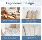 DUMOS Rocking Chair with Wing Backrest, Teddy Upholstered Indoor Reading Glider Chair with Comfy Seat for Bedroom, Living Room, Office, White