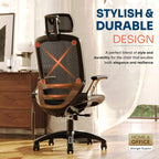 GABRYLLY Ergonomic Office Chair, High Back Home Desk Chair with Headrest, Flip-Up Arms, 90-120° Tilt Lock and Wide Cushion, Big and Tall Mesh Chairs for Man Woman, Black Task Chair(Dark Woodgrain)