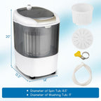 COSTWAY Mini Portable Washing Machine, 5.5 lbs Washing Capacity, Compact Laundry Washer with Durable Design, Single Tub, Rotary Controller, Small Washer Machine for Home Apartment Dorms and RV, Grey