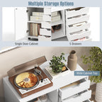 5-Drawer Wood Drawer Cabinet, Office Storage Cabinet with Adjustable Shelf & Wheels, Printer Stand for Home Office, White, 15.7" D x 30.7" W x 25.4" H