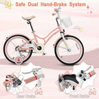 HONEY JOY Kids Bike, 12 14 16 18 20 Inch Toddler Bikes w/Training Wheels, Handbrake & Coaster Brake, Fully Enclosed Chain, Adjustable Handlebar & Seat, Kids Bicycle w/Basket, Girls Boys Bike 3-8
