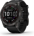 Garmin Fenix 7X Sapphire Solar  Larger Adventure smartwatch  with Solar Charging Capabilities  Rugged Outdoor Watch with GPS  Touchscreen  Wellness Features  Carbon Gray DLC Titanium with Black Band