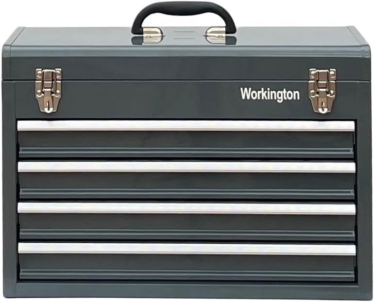 Workington Portable Metal Tool Chest with 4 Drawers, 20" 4-Drawer Tool Chest Cabinet with Ball Bearing Drawer Slides, Steel Tool Storage Box Organizer 4004 Gray