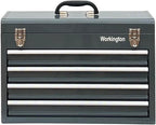 Workington Portable Metal Tool Chest with 4 Drawers, 20" 4-Drawer Tool Chest Cabinet with Ball Bearing Drawer Slides, Steel Tool Storage Box Organizer 4004 Gray