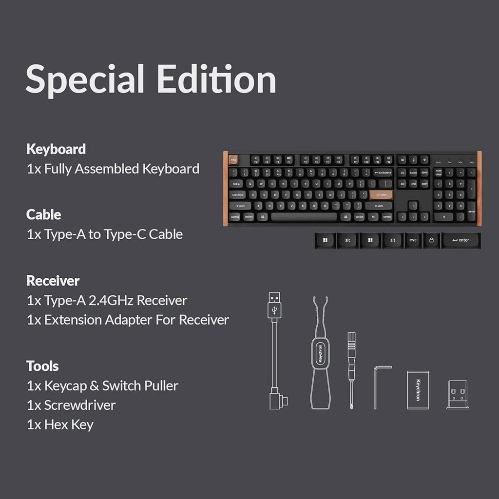 Keychron K10 HE Hall Effect Keyboard, Gateron Double-Rail Magnetic Nebula Switch, Full-Size Tri-Mode Wireless Keyboard with Rapid Trigger, Adjustable Actuation, RGB, Aluminum + Wooden Frame