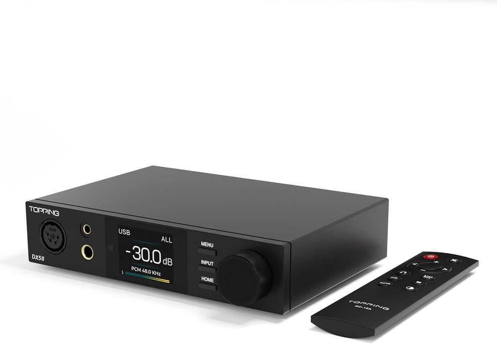TOPPING DX5 II Hi-Res DAC & Headphone Amp Combo – Dual ES9039Q2M  X-Hybrid Amp  10-Band PEQ  LDAC Bluetooth 5.1  4.4mm Balanced & 6.35mm Headphone Output  Preamp Mode  12V Trigger (Black)