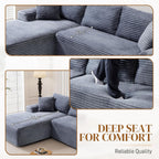 95" Boneless Cloud Sectional Couches for Living Room, Comfy Fluffy L Shaped Memory Foam Deep Seat Boneless Couch, Modular Sectional Sofa with Left Facing Chaise, Grey