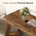 Tribesigns Coffee Table, Farmhouse Center Table with V-Shaped Legs, 47.2 x 23.6 Inches Rectangle Living Room Tables, Easy to Assemble, Rustic Brown