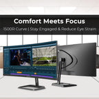 Deco Gear 34-Inch Business Curved Super UltraWide WQHD Monitor 3440 × 1440 R1500 100Hz 1ms 100% sRGB HDR 2× DisplayPort 2× HDMI Tilt Adjustable PIP/PBP Low Blue Light  American Seller