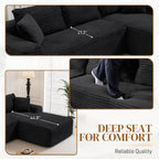 95" Boneless Cloud Sectional Couches for Living Room, Comfy Fluffy L Shaped Deep Seat Memory Foam Boneless Couch, Modular Sectional Sofas with Right Facing Chaise, Black