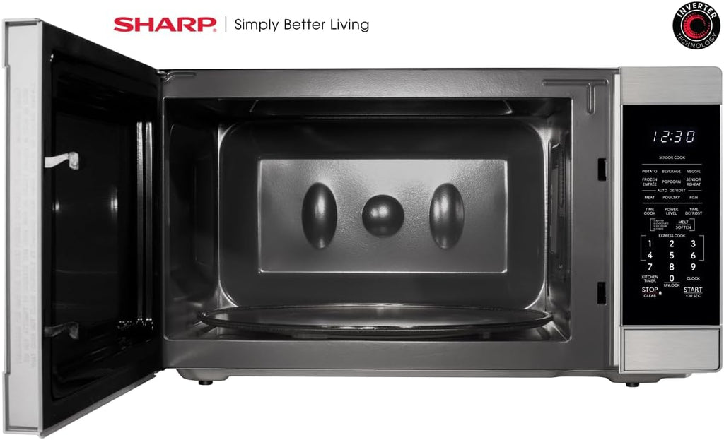 SHARP Countertop Microwave Oven with Removable 16.5" Carousel Turntable, 1200 Watt, 2.2 Cubic Feet, Stainless Steel