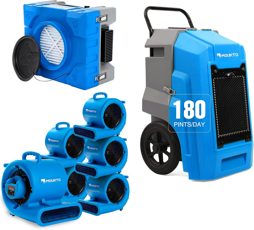 MOUNTO Water Damage Restoration Combo Package Deals (6xAir Mover, 1X Air Scrubber, 1X LGR Dehumidifiers)