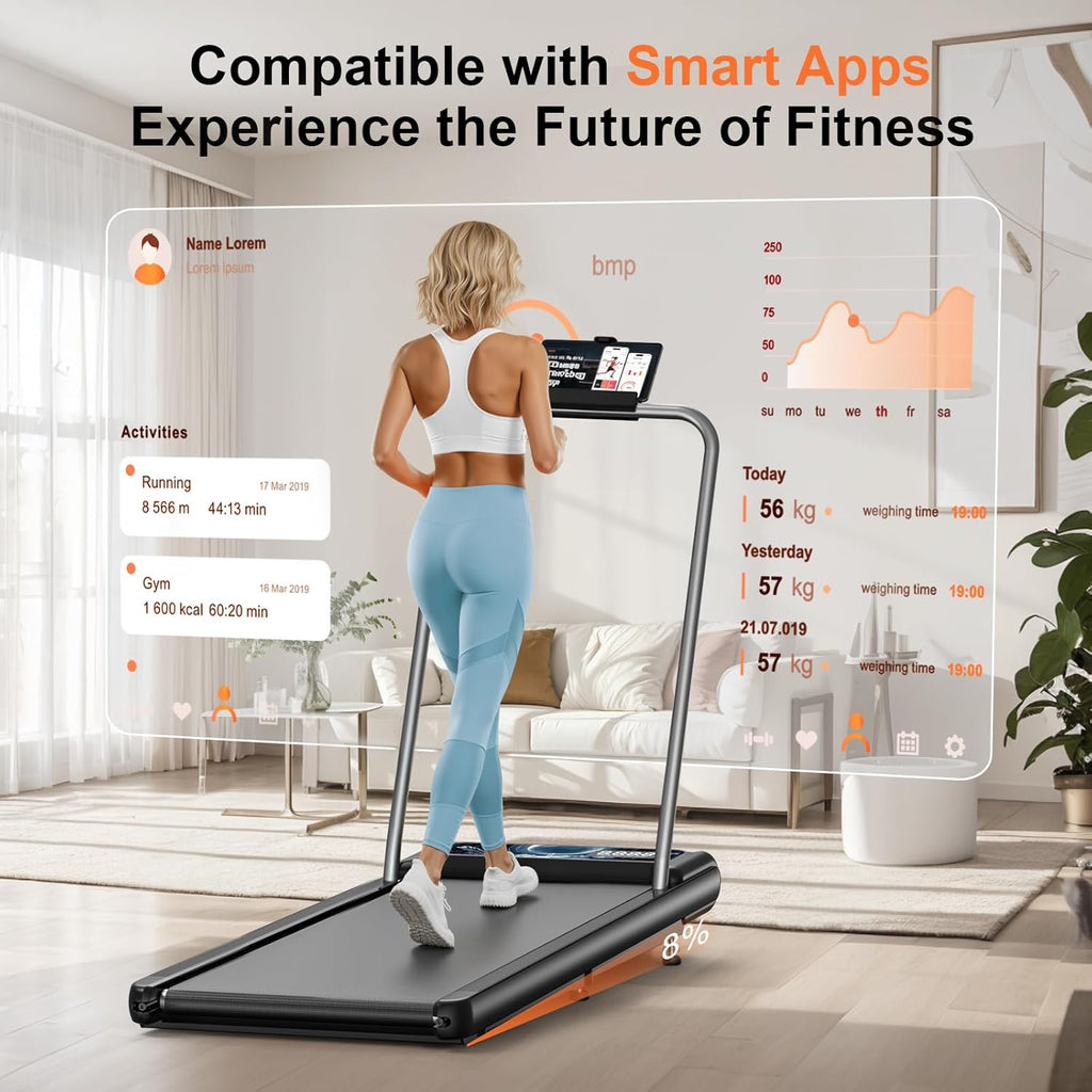 HCOIW Walking Treadmill Pad with Incline - Portable Under Desk Treadmill, Walking Mat Pad with Handle Bar, 2.5HP Low Noise, 2 in 1 Treadmills for Home Office, Remote Control with LED