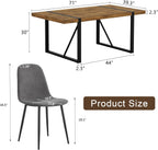 Dining Table Set for 6 .Dinner Table Set for 6 .71'' Dark Wood Kitchen Table and Suede Nap Fabic Chairs Set of 6 .6 Chair Dining Table Set for Kitchen Dining Room
