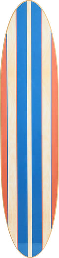 Creative Co-Op Coastal Decorative Surfboard Wall Décor, Red & Blue Stripes Overlaid On Natural Wood, Hangs Vertical or Horizontal