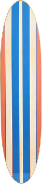 Creative Co-Op Coastal Decorative Surfboard Wall Décor, Red & Blue Stripes Overlaid On Natural Wood, Hangs Vertical or Horizontal