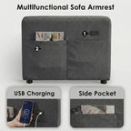 Convertible Sleeper Sofa Bed with Pull Out Couch, L Shaped Couch with Chaise Storage, USB Charge & Side Pocket, Small Sectional Couches for Living Room, Apartment | Linen Fabric | 82" | Dark Grey