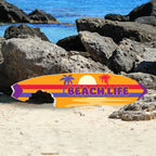 JennyGems Outdoor Beach Life Surfboard Wall Art with Shark Bite, Nautical Beach Decor, Surfboard Sign, Weather Resistant PVC, 3 Foot