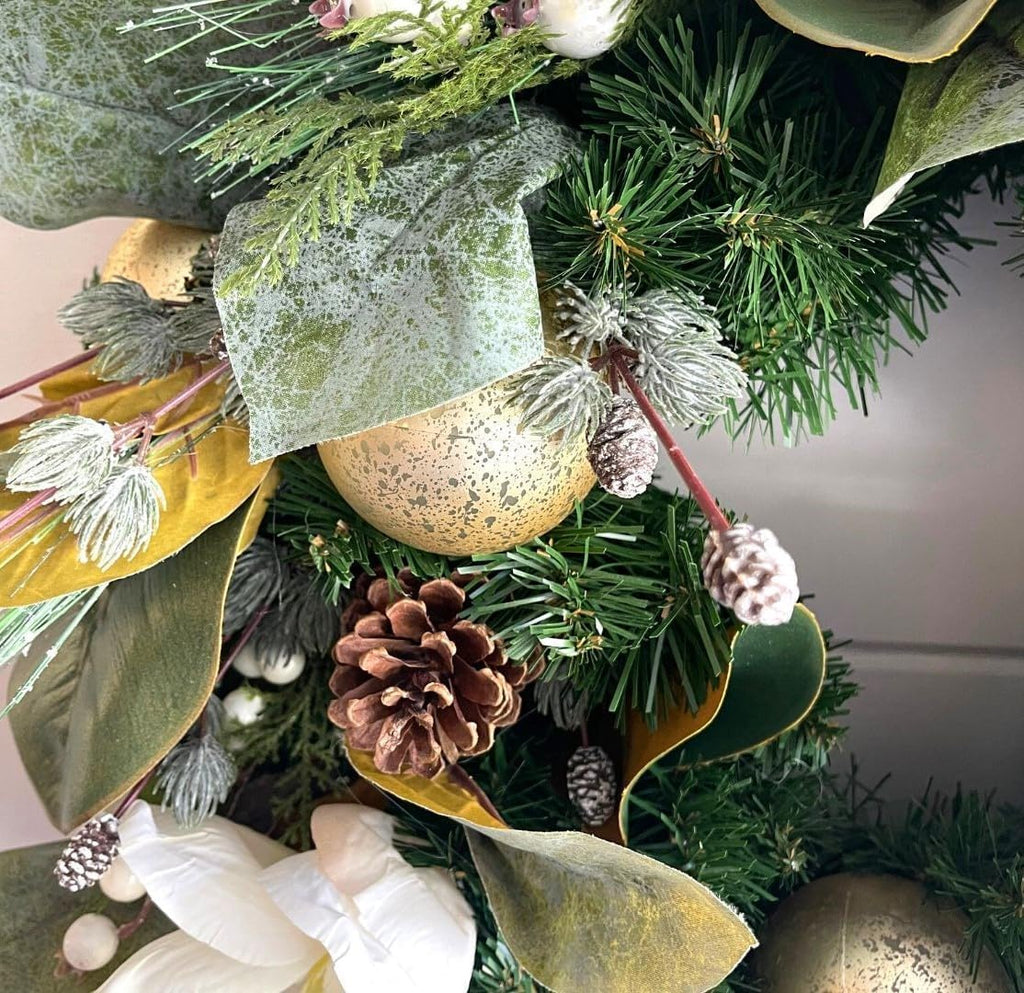 Good Tidings To You - Wreath - Holiday Florals, Large-size Faux Floral Arrangement, Premium Artificial Indoor Flower Display with Beautiful Blooms and Foliage - Artificial Plants & Flowers
