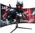 ZZA 34 Inch Curved Monitor  Gaming Monitor 240HZ 1500R 3440 * 1440P  Ultra Wide Computer Monitors with FreeSync HDR10  1ms PC Screen Eye Care  Borderless Design Support Wallmount 75x75mm