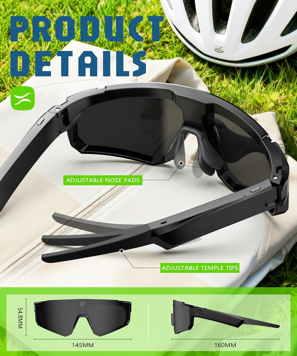 AI Smart Glasses with Camera 4K  Video Recording Glasses with Camera  Polarized Sports Sunglasses with EIS Stabilization  Dual Mic Noise Canceling  IP66  ChatGPT Enabled