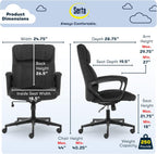 Serta® Hannah Executive Home Office Desk Chair, Ergonomic Mid-Back with Lumbar Support, Firm Seat Cushion, Layered Body Pillows, Padded Armrests, Swivel Base, Easy Assembly, Microfiber, Charcoal Gray