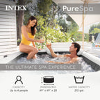 INTEX PureSpa Greystone Deluxe Inflatable Hot Tub  with with Built-in FastFill Inflation System  Spa Control App  and 4 Person Capacity  83" x 28"