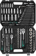 216-Piece Mechanics Tool Set, 1/4", 3/8" & 1/2" Drive Socket Set, 72-Tooth Ratchet Wrench Set for Auto Repair & Home Maintenance, with Durable Organized Carrying Case