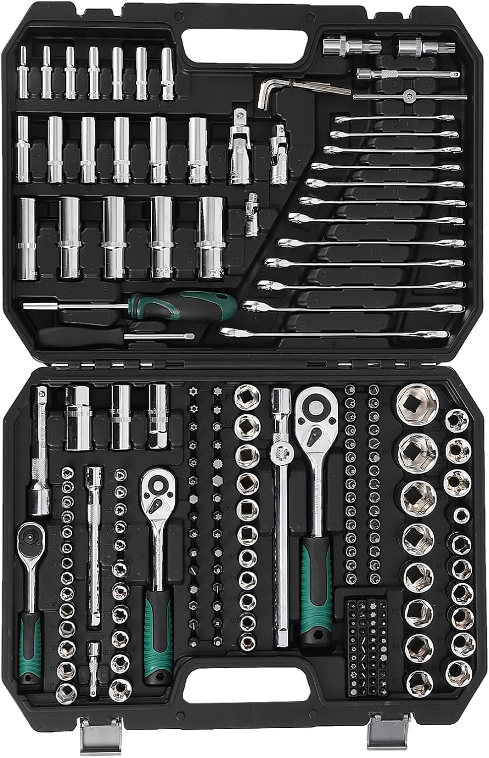 216-Piece Mechanics Tool Set, 1/4", 3/8" & 1/2" Drive Socket Set, 72-Tooth Ratchet Wrench Set for Auto Repair & Home Maintenance, with Durable Organized Carrying Case