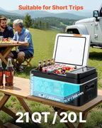 VEVOR Car Refrigerator, DC 12/24V AC100-240V Compressor Electric Cooler, -4°F to 68°F Car Fridge with APP Control, 21 QT Cars Freezer for RVs, Campsites, Boats, Camping, Fishing, 60W Portable Freezer
