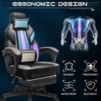 Meilocar Gaming Chair for Adult, Computer Chair with Footrest Video Game Chair Big and Tall Gaming Chair with Massage Lumbar Support, Adjustable Height and 360° Swivel Seat(Grey)