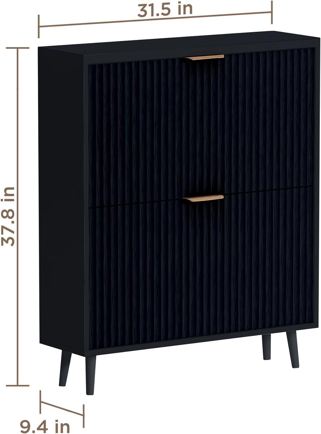 Shoe Cabinet Storage,Modern Freestanding Organizer with 2 Flip Drawers,Narrow Shoe Rack Cabinet for Entryway,Black
