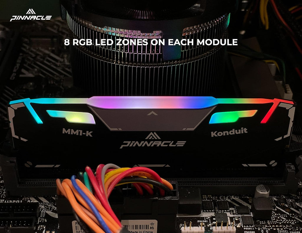 Timetec Pinnacle Konduit RGB 16GB KIT(2x8GB) DDR4 3200MHz PC4-25600 CL16-18-18-38 XMP2.0 Overclocking 1.35V Compatible for AMD and Intel Desktop Gaming PC Memory Module RAM - Black