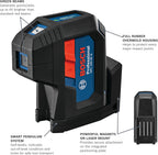BOSCH GPL100-30G Green-Beam Self-Leveling Alignment Laser, Includes 2 AA Batteries, Built-In Multipurpose Mount, & Hard Carrying Case