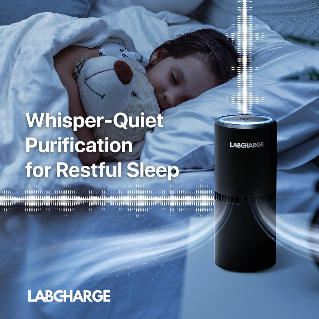 LabCharge Small Ionic Air Purifier for Home & Bedroom – Silent HEPA Filter – Covers 250 Sq Ft - Free Cleaner – Compact & Black Design - Pack of 5