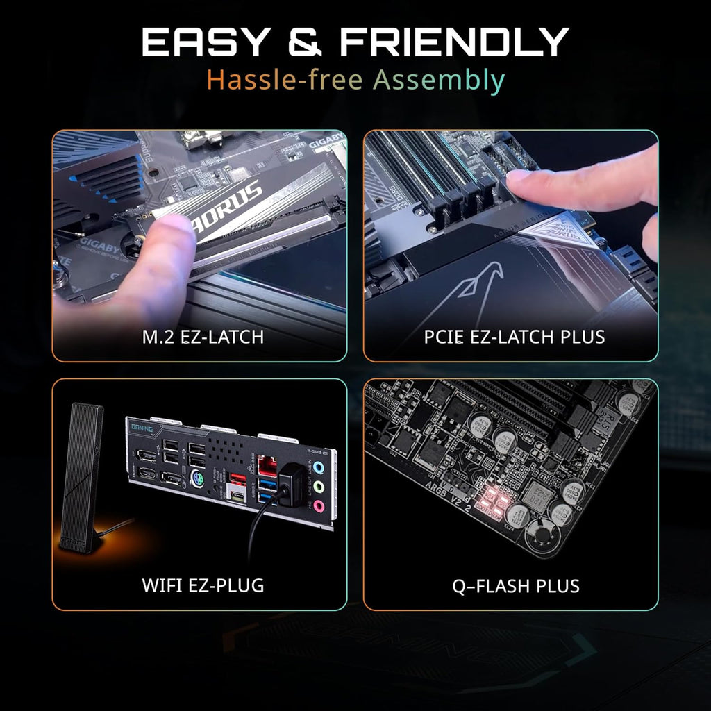 GIGABYTE B850M Gaming X WIFI6E AMD AM5 mATX Motherboard, Support AMD Ryzen 9000/8000/7000 Series, DDR5, 10+2+2 Power Phase, 2X M.2, PCIe 5.0, USB-C, WIFI6E, 2.5GbE LAN, EZ-Latch, 5-Year Warranty