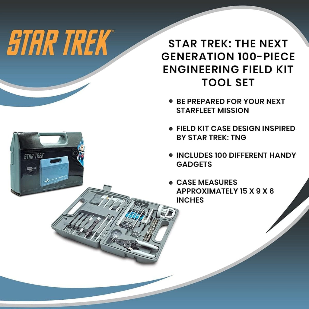 Star Trek: The Next Generation 100-Piece Engineering Field Kit Tool Set | Handy Gadgets Include Screwdrivers, Utility Knife, Wire Cutter, Metal Prybars, And More | Survival Tools, Camping Accessories
