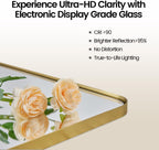 ANDY STAR 30"x48" Brass Gold Bathroom Mirror, Large Wall Mirror for Bathroom, Rounded Rectangle Mirror in Premium Stainless Steel Metal Frame Hangs Horizontal Or Vertical (Brushed Gold)