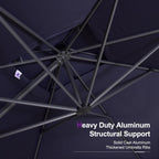 PURPLE LEAF 10FT Cantilever Outdoor Umbrellas Large Patio Umbrella Hanging Double Top Square Offset Umbrella with 360°Rotation Tilting Umbrella Outdoor Patio, Navy Blue