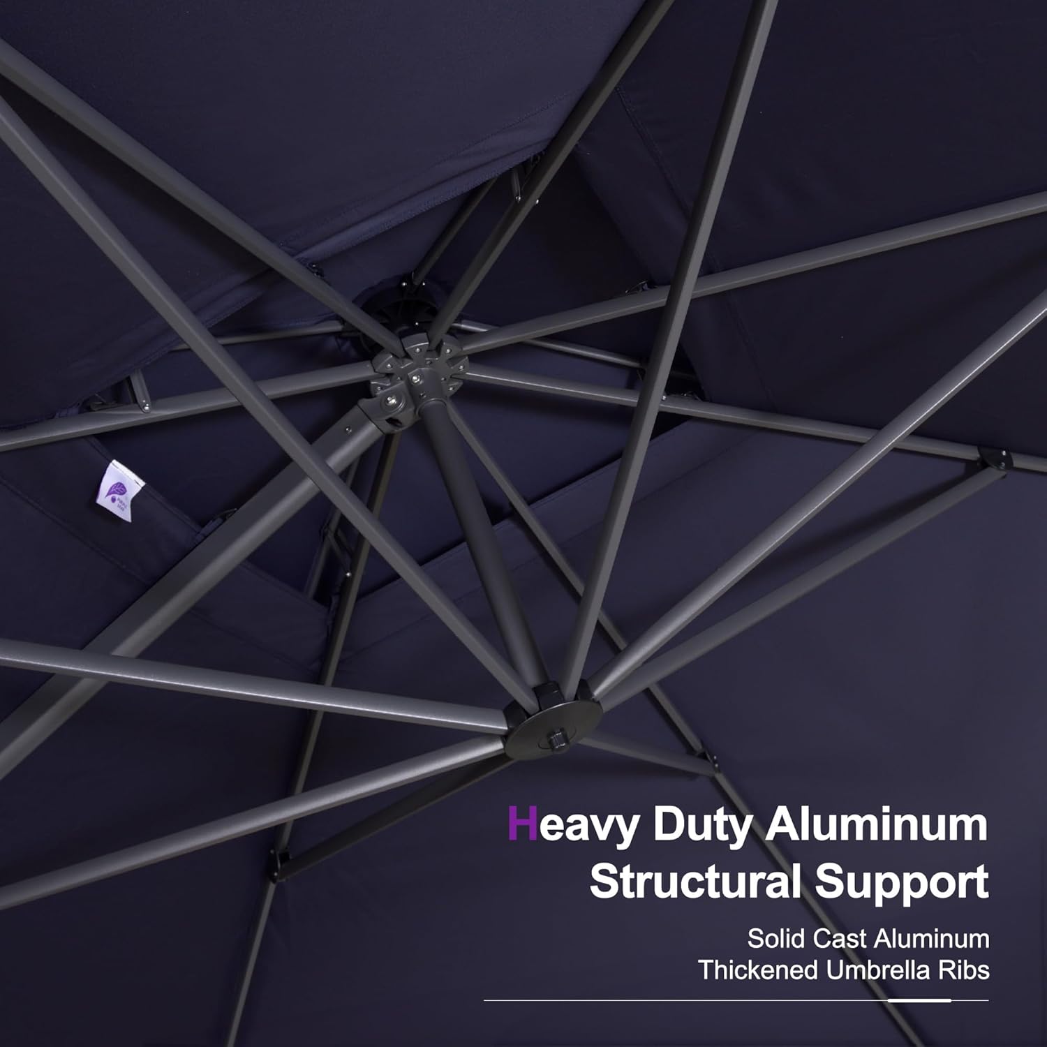 PURPLE LEAF 10FT Cantilever Outdoor Umbrellas Large Patio Umbrella Hanging Double Top Square Offset Umbrella with 360°Rotation Tilting Umbrella Outdoor Patio, Navy Blue